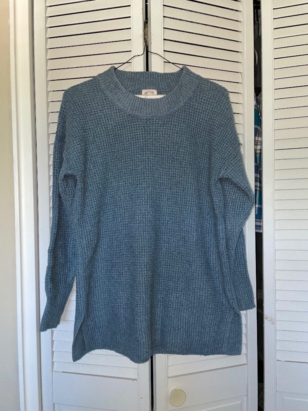 Blue Knit Tunic Sweater
